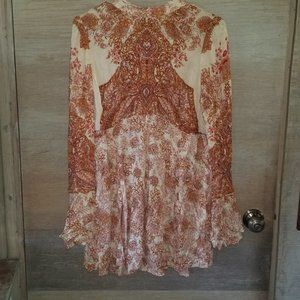 Free People Ivory Combo Blouse with Flare Sleeves. Size Small/Petite